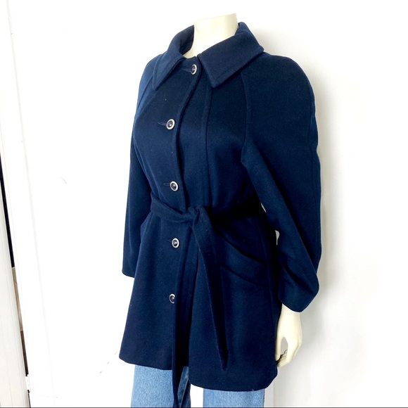 Vintage Navy Blue Wool Pea Coat - Picture 2 of 14